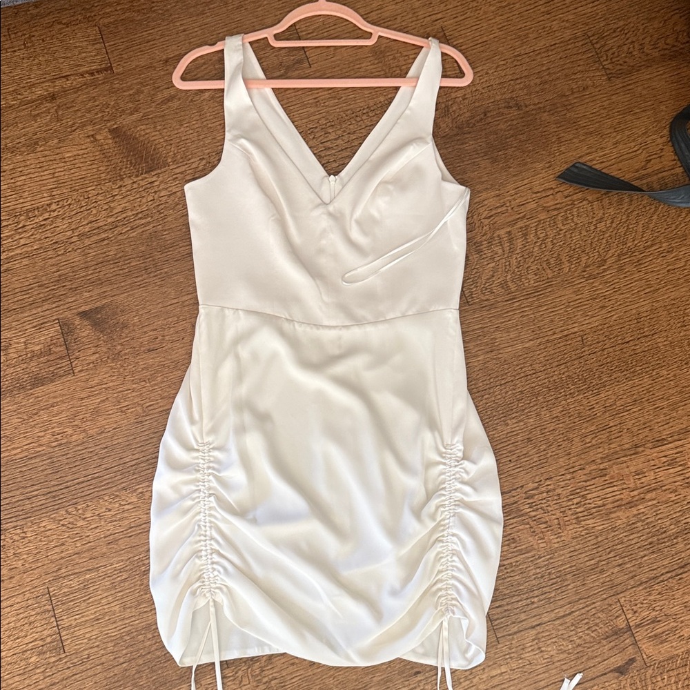 Amanda Uprichard Scrunch Dress Small White Bridal Grad Bachelorette Shower